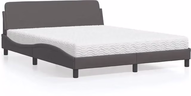 Letto con Materasso Dover vidaXL Grigio in Similpelle e Tessuto L/P/H: 160 x 200 x 74,5 cm