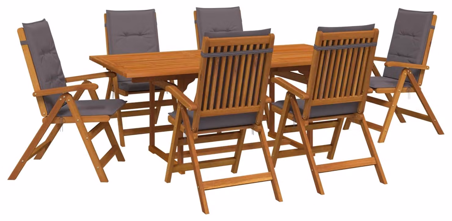 Set da esterno per giardino con ombrellone, composto da 8 pezzi, per 6 persone