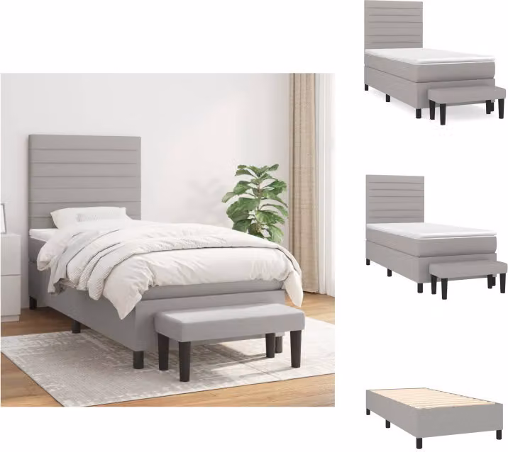 vidaXL Letto a molle con materasso grigio chiaro 80x200 cm in tessuto - Letti & strutture letto