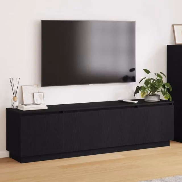 Mobile TV-Credenza per TV Rovere Nero 180 x 38 x 49 cm Legno multistrato