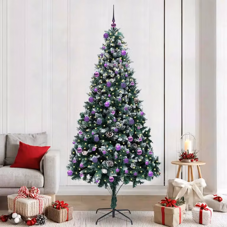 Albero di Natale artificiale moderno vidaXL verde con 300 LED luce bianca calda