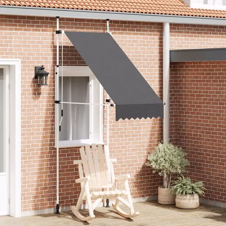vidaXL Tenda da Sole Retrattile Manuale con Bracci Pieghevoli in Acciaio e Tessuto in Poliestere, Colore Antracite, L: 300 cm x P: 100 cm