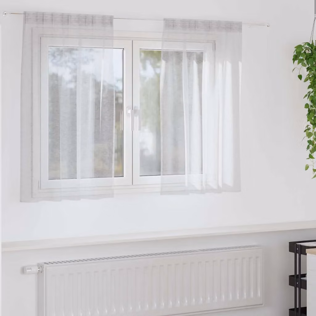 Set di 2 tendine velate vidaXL in poliestere, colore grigio e bianco, L 140 cm x H 140 cm