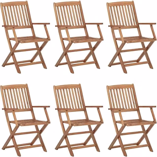 Sedie Pieghevoli 6 pz con Cuscini Massello Acacia 3074940