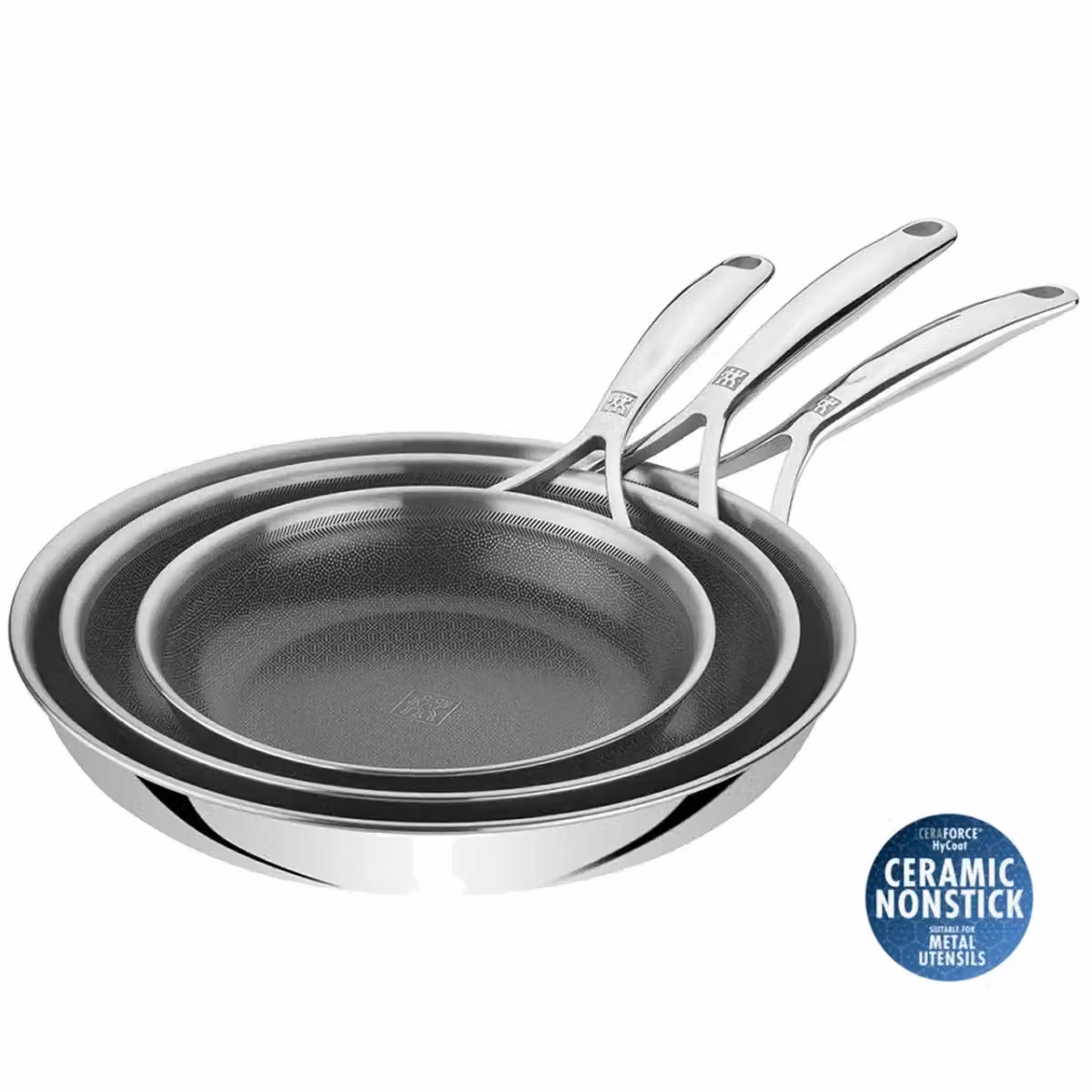 Set di 3 padelle in acciaio inox antiaderente, per induzione, LINEA Zwilling Peak, diam. 20,24,28cm
