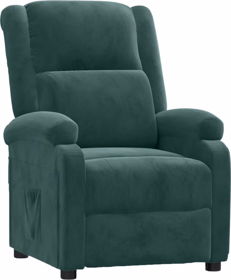 Poltrona reclinabile in velluto verde scuro
