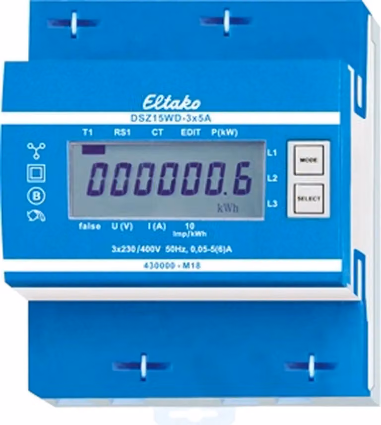 Contatore trifase con trasformatore ELTAKO, MID 2019, 1 pezzo.