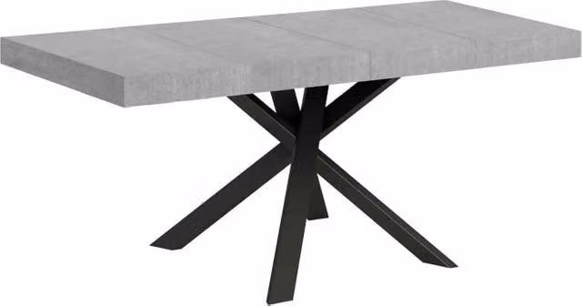Tavolo allungabile Itamoby Clerk Premium in stile industrial con piano in laminato e gambe a X in metallo, L/P: 90 x 90 cm, estensibile fino a 194 cm