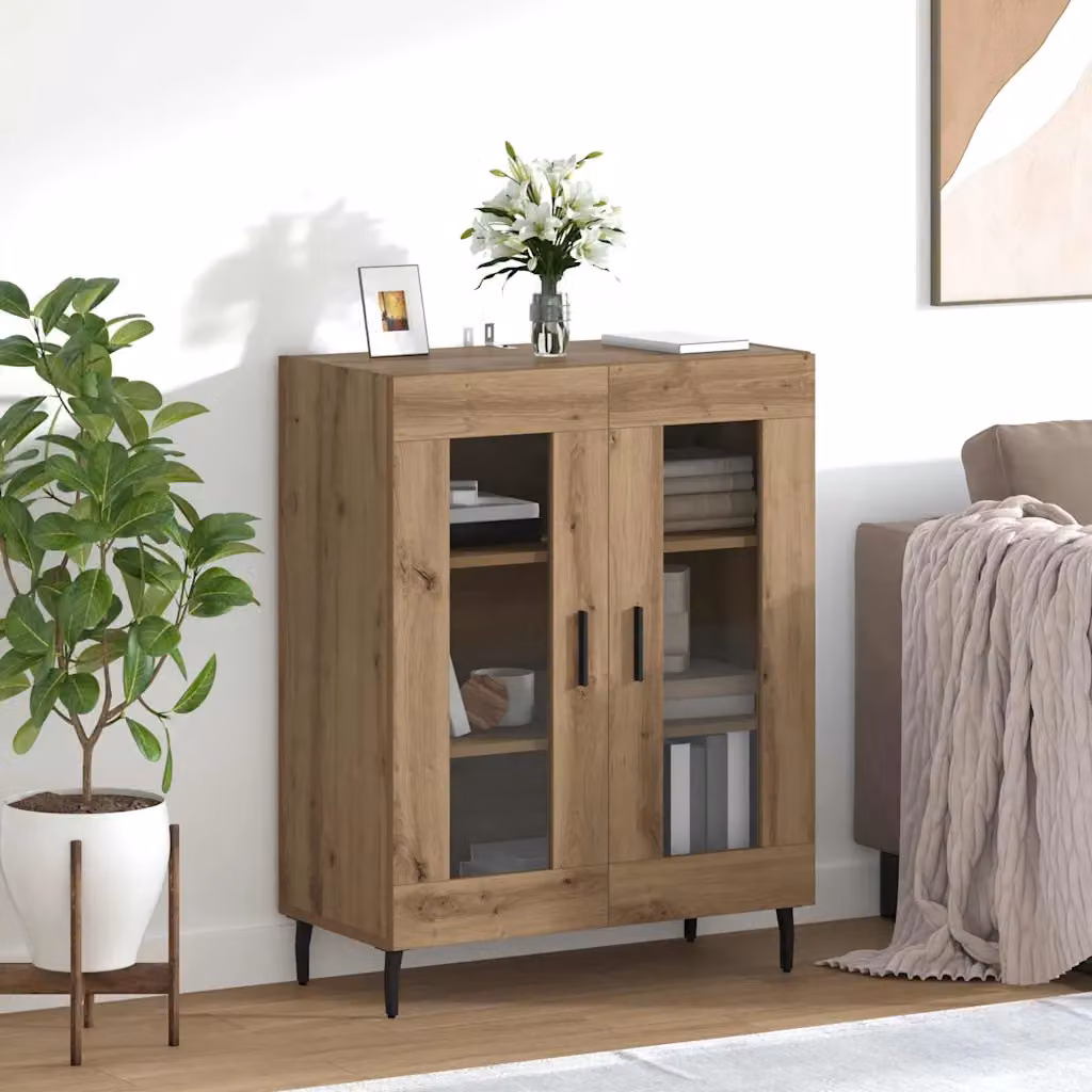 Credenza moderna in legno di acacia color marrone vidaXL L: 69,5 cm, P: 34 cm, H: 90 cm