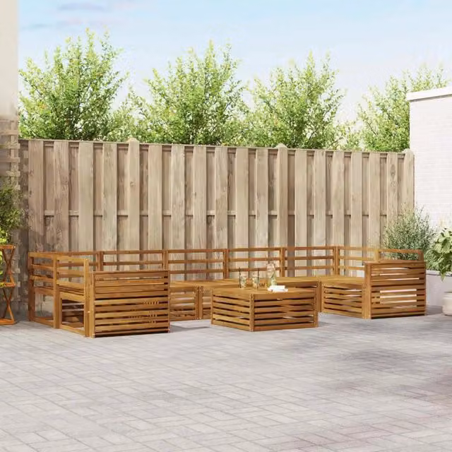 Set di divani da esterno 8 pz Naturale Legno di Acacia Massello 3373184