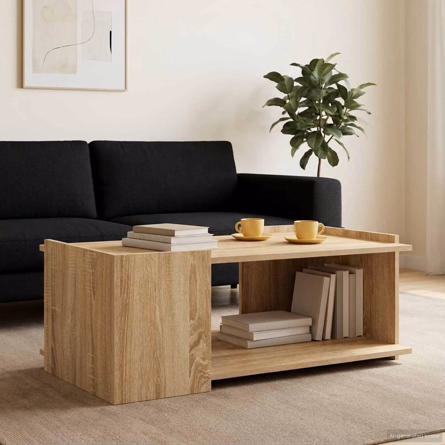 vidaXL Tavolino da salotto moderno in legno color rovere, L 90 x P 50 x H 33 cm