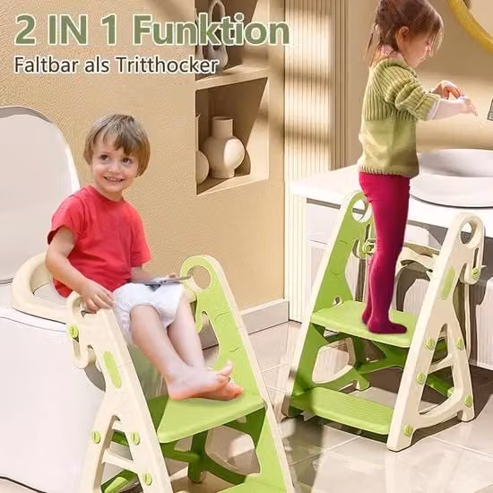 Riduttore universale per seduta del WC per bambini Smartwo, pieghevole e antiscivolo, colore verde