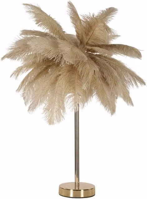 Lampada da Tavolo Palm GIORDANOSHOP in Metallo e Plastica Oro e Beige Ø40 x H55 cm