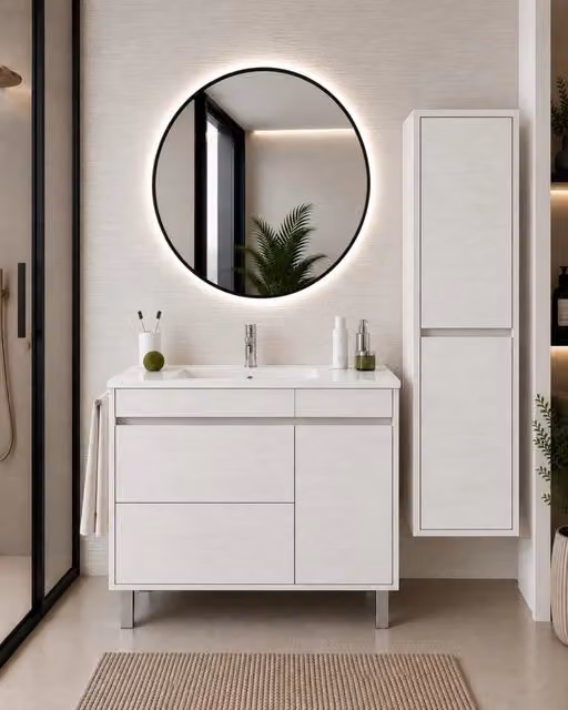Mobile bagno con lavabo ORIGENBATH CAPRERA senza specchio 100x40 cm bianco nordico con colonna