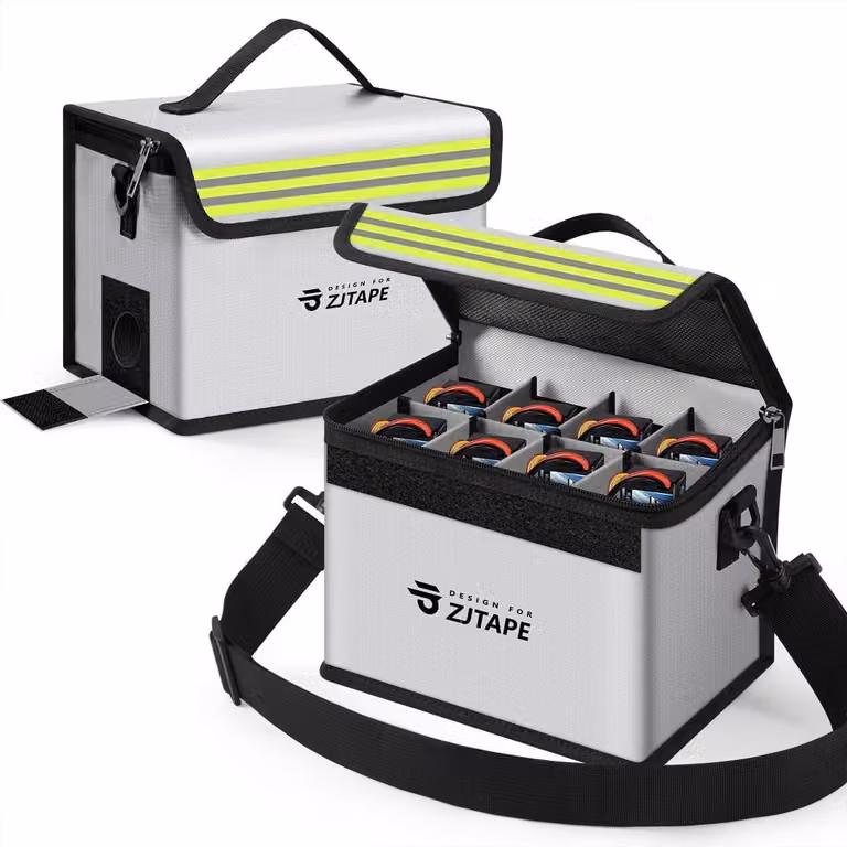 Borsa ignifuga per batterie LiPo, contenitore sicuro per esplosioni, grande capacità, colore argento, dimensioni 21x14,5x16 cm