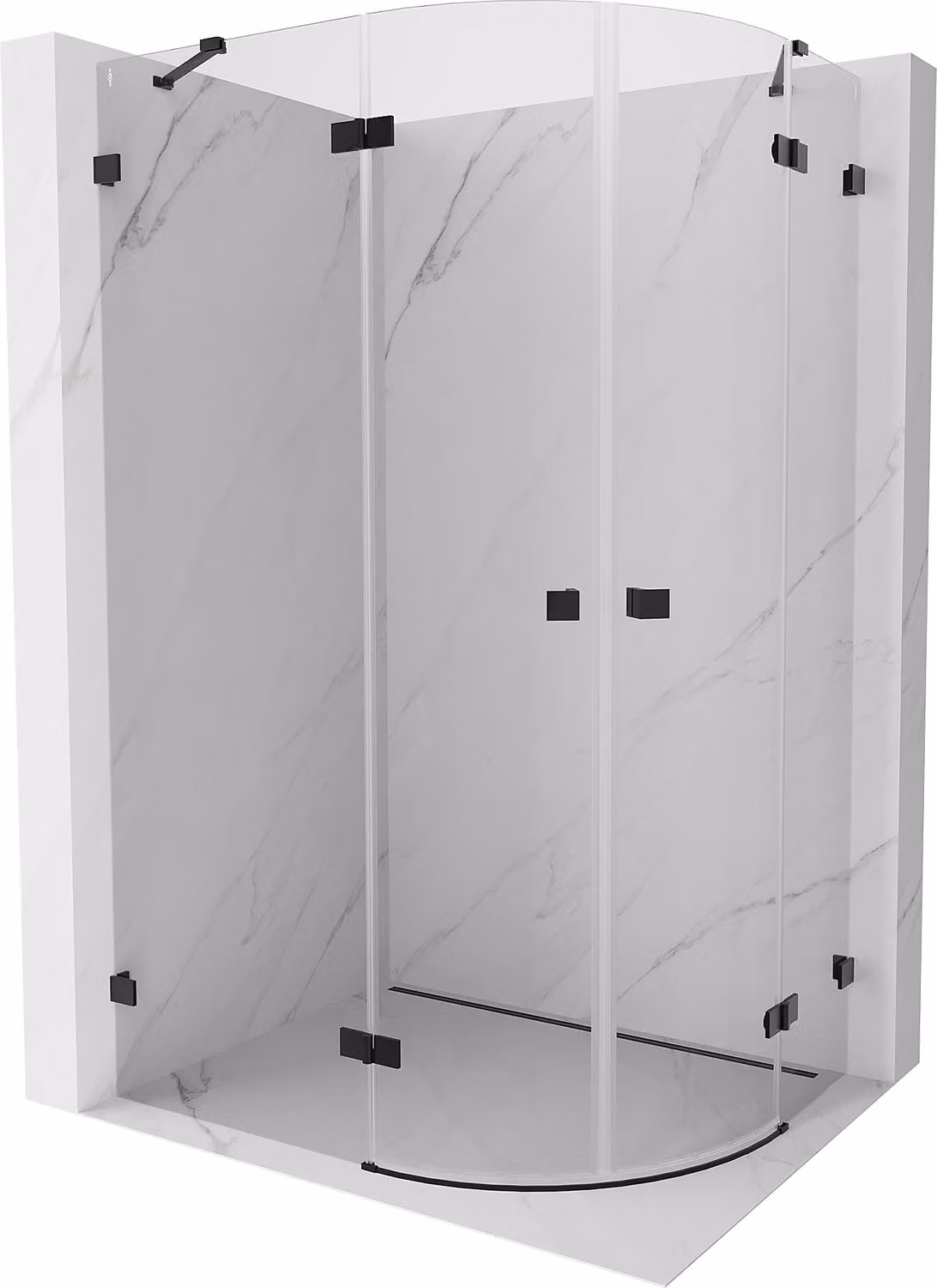 Mexen Lunar cabina doccia semicircolare apribile sinistra 100 x 70 cm, trasparente, nera - 833-100L-070P-70-00