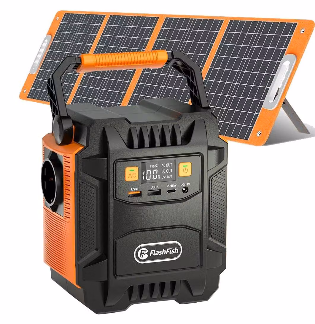 Stazione di ricarica portatile - Set generatore solare A201 - Batteria da 172,8 Wh - 200 W CA 230 V - Pannello solare da 100 W incluso - USB-C PD 18 W - Presa UE
