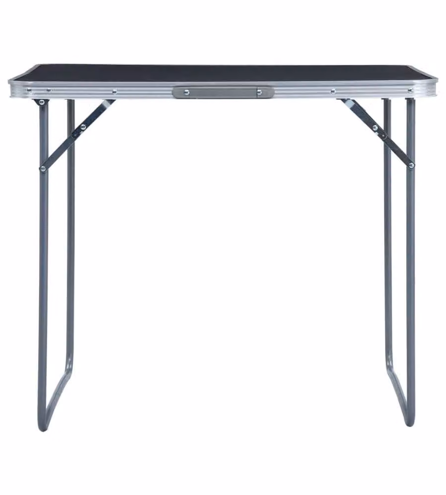 Tavolo da Campeggio Pieghevole Telaio in Metallo 80x60cm Grigio