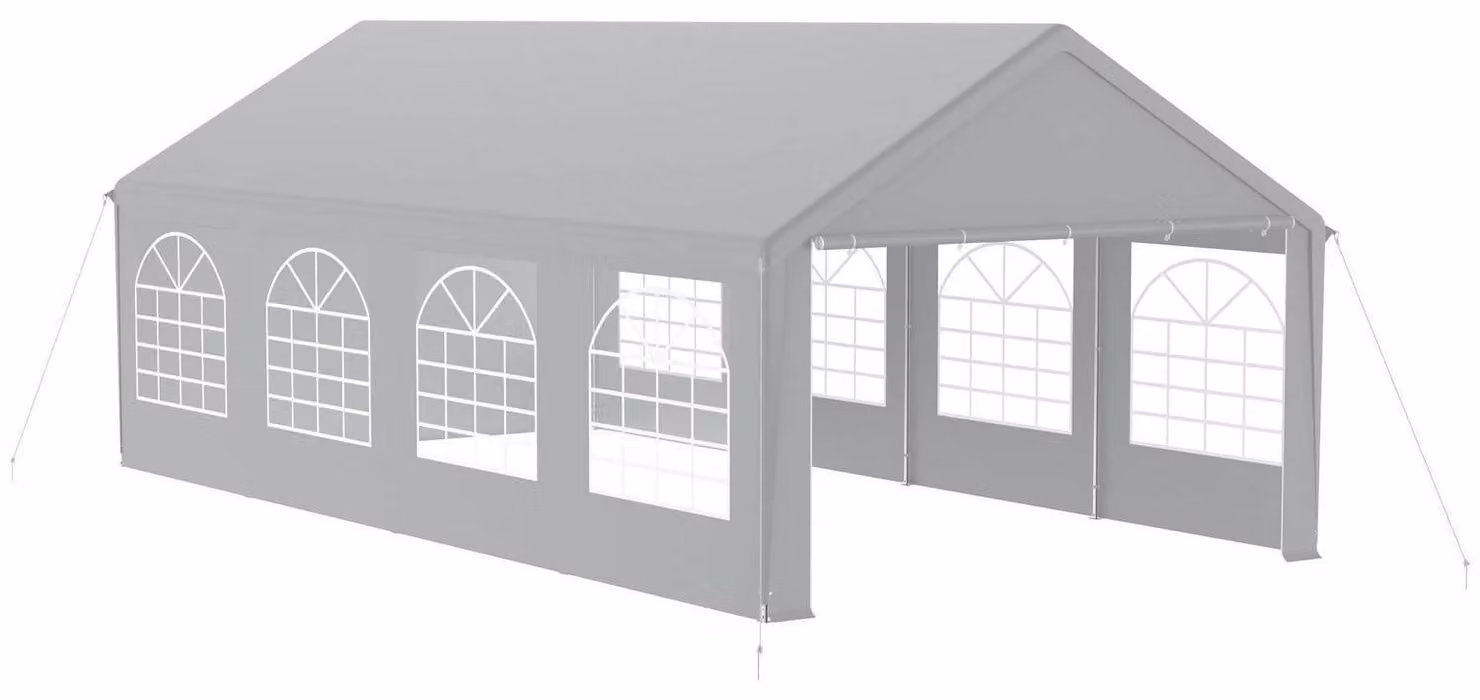 Tenda da festa 4x8 metri con 4 pareti laterali, impermeabile, stabile e con protezione solare, colore grigio