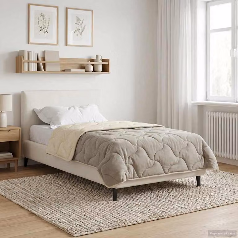 Piumone Completo Annuale Trapuntato vidaXL in Microfibra Beige L 155 x P 220 cm
