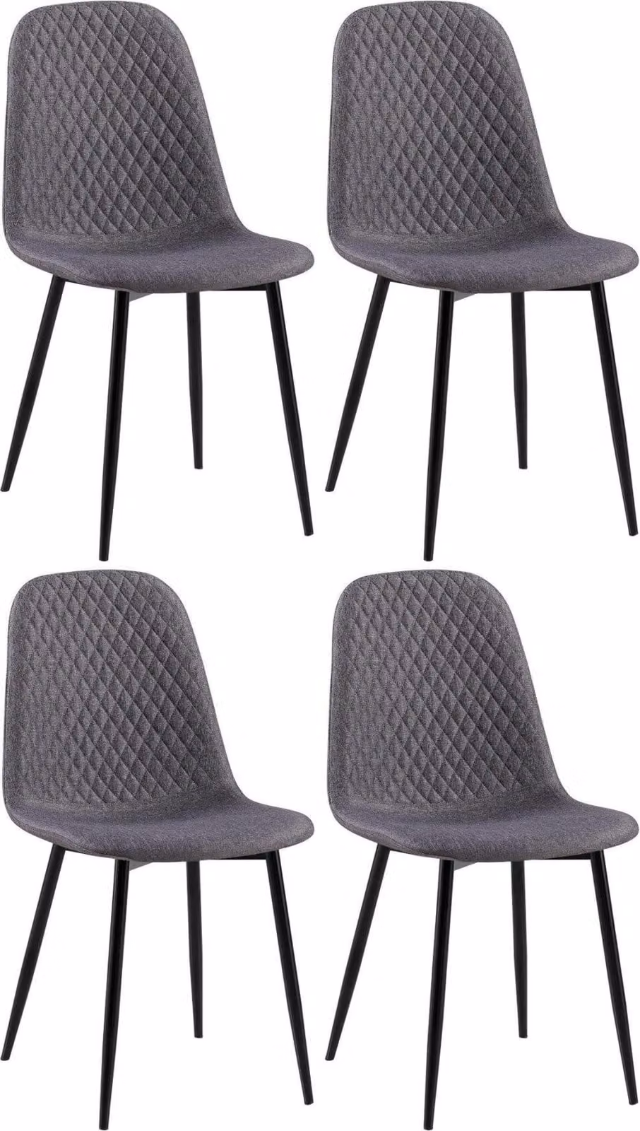 set di 4 sedie da pranzo - Aggiornato - Di facile manutenzione - Design | Colore: grigio scuro, Materiale: polvere