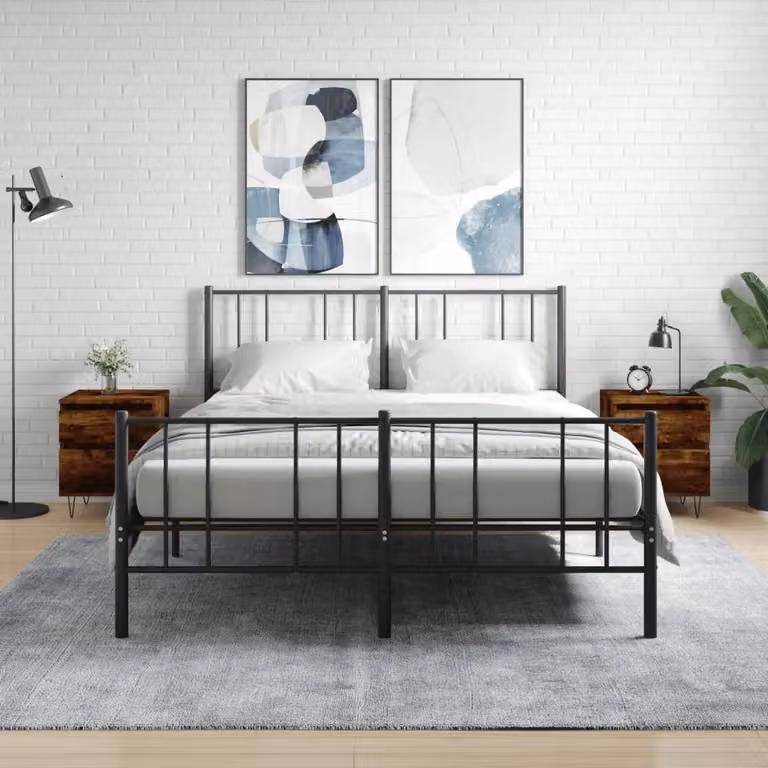 Set di 2 comodini vidaXL in legno multistrato Rovere Fumo, design moderno da parete, L 40 cm x P 35 cm x H 50 cm