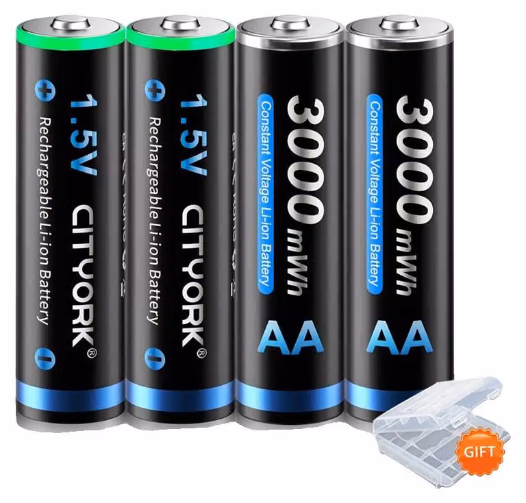 Batterie ricaricabili, capacità di 3000 mWh, prestazioni durature, confezione da 4 batterie AA