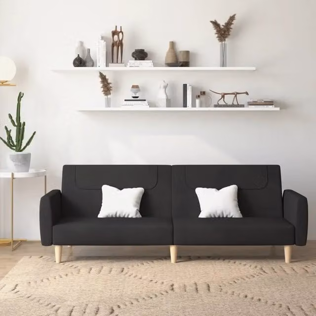 Divano Letto a 2 Posti-Sofa Letto 2 Posti-Daybed Nero in Tessuto 871759