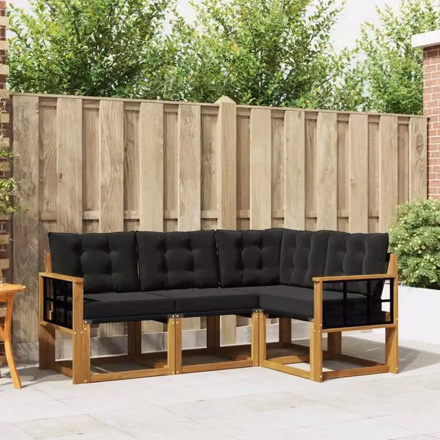 Set di divani da esterno 4 pz Naturale e Nero 3368623