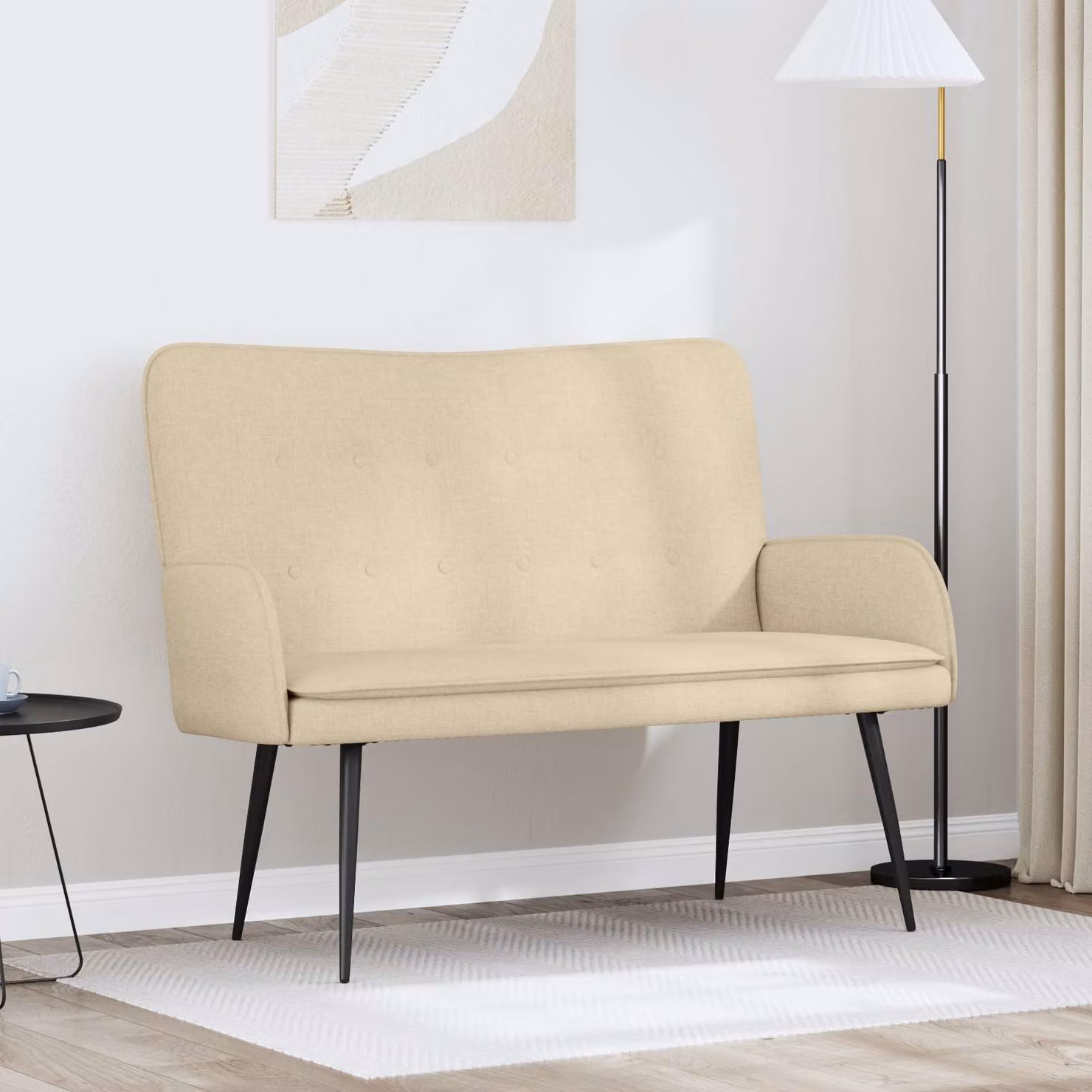 vidaXL Divano a 2 Posti Moderno in Tessuto Beige L: 115 cm, P: 61 cm, H: 87 cm