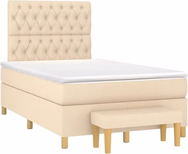 Letto Ibrido con Giroletto a Molle e Materasso vidaXL in Legno e Tessuto, Colore Beige e Bianco, L/P/H: 120 x 200 x 193 cm