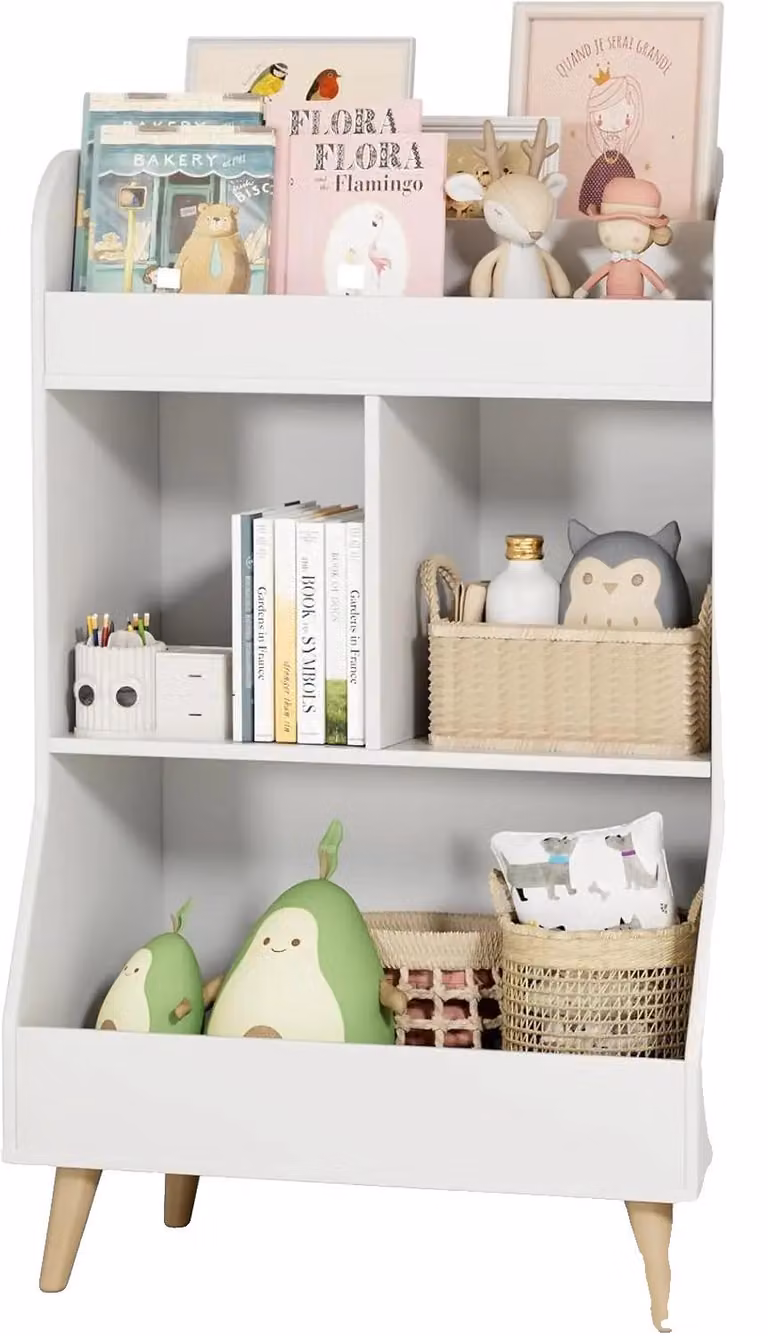 Mobile portaoggetti per bambini, 5 scomparti, design resistente, bianco