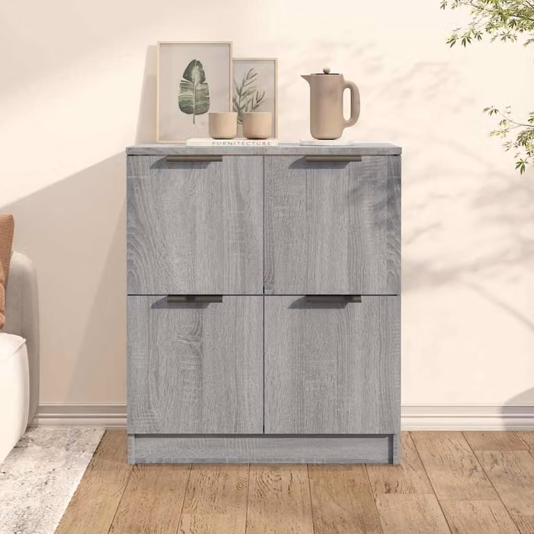 Credenza moderna vidaXL in legno tecnico Grigio Sonoma L: 60 cm, P: 30 cm, H: 70 cm