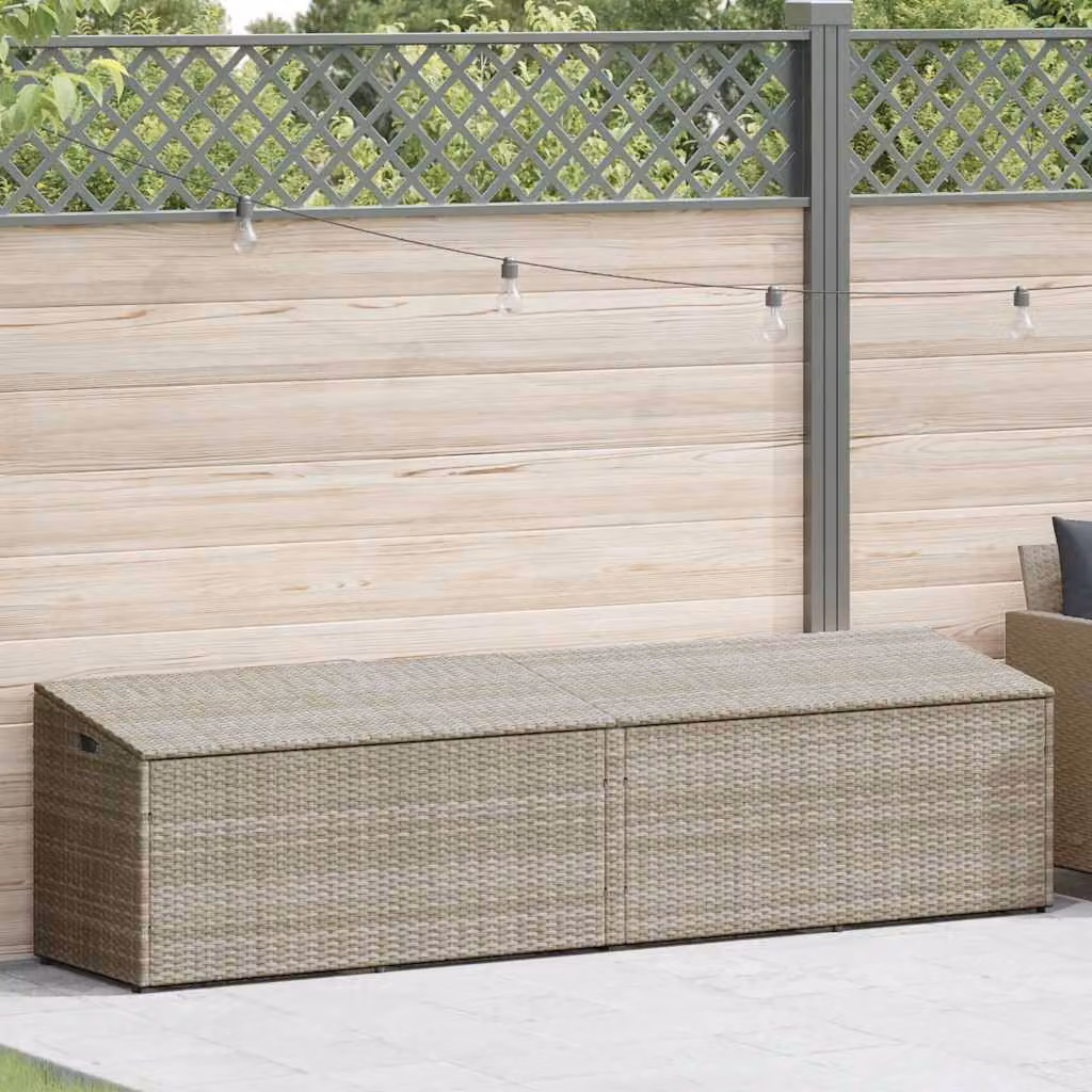 vidaXL Baule da Giardino Grigio Chiaro 220x50x58 cm in Polyrattan
