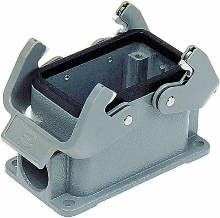 HARTING Han 10B Base bassa, 1xPG16 uscita cavo laterale, con 2 staffe trasversali Vite PG16 Area di serraggio