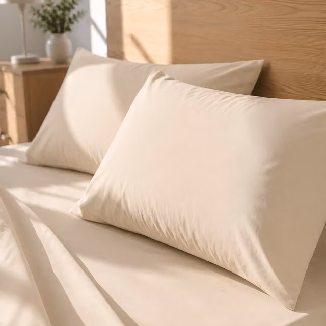 Coppia di federe in cotone traspirante Kasanova beige