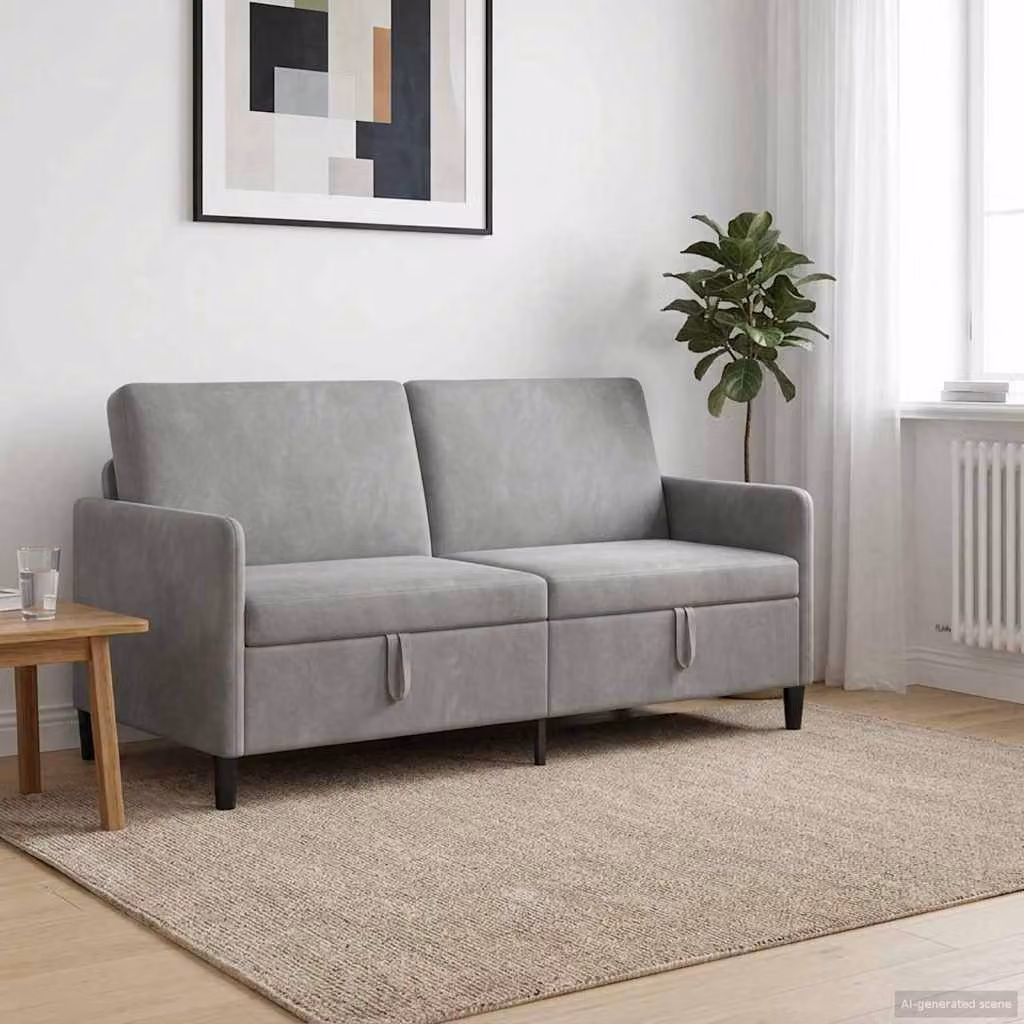 Divano moderno vidaXL con contenitore a sollevamento, rivestimento in tessuto grigio, L: 172 cm, P: 78 cm, H: 87 cm