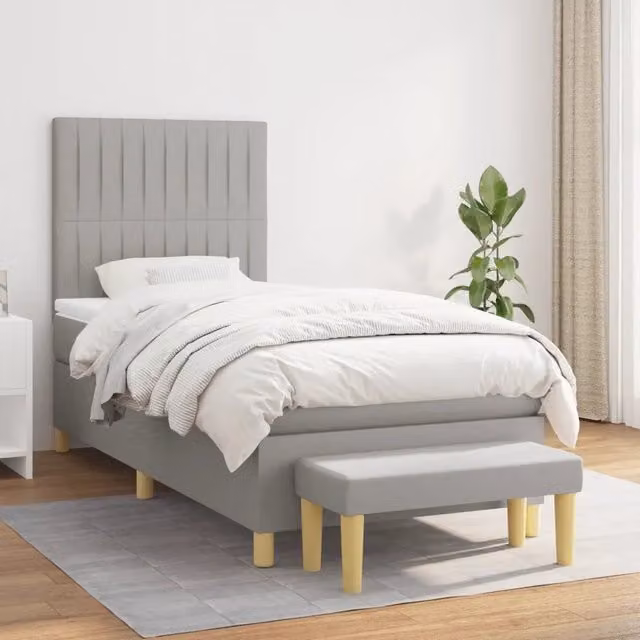 Letto Ibrido con Giroletto a Molle e Materasso vidaXL, Grigio e Bianco, L/P/H: 80 x 200 x 203 cm