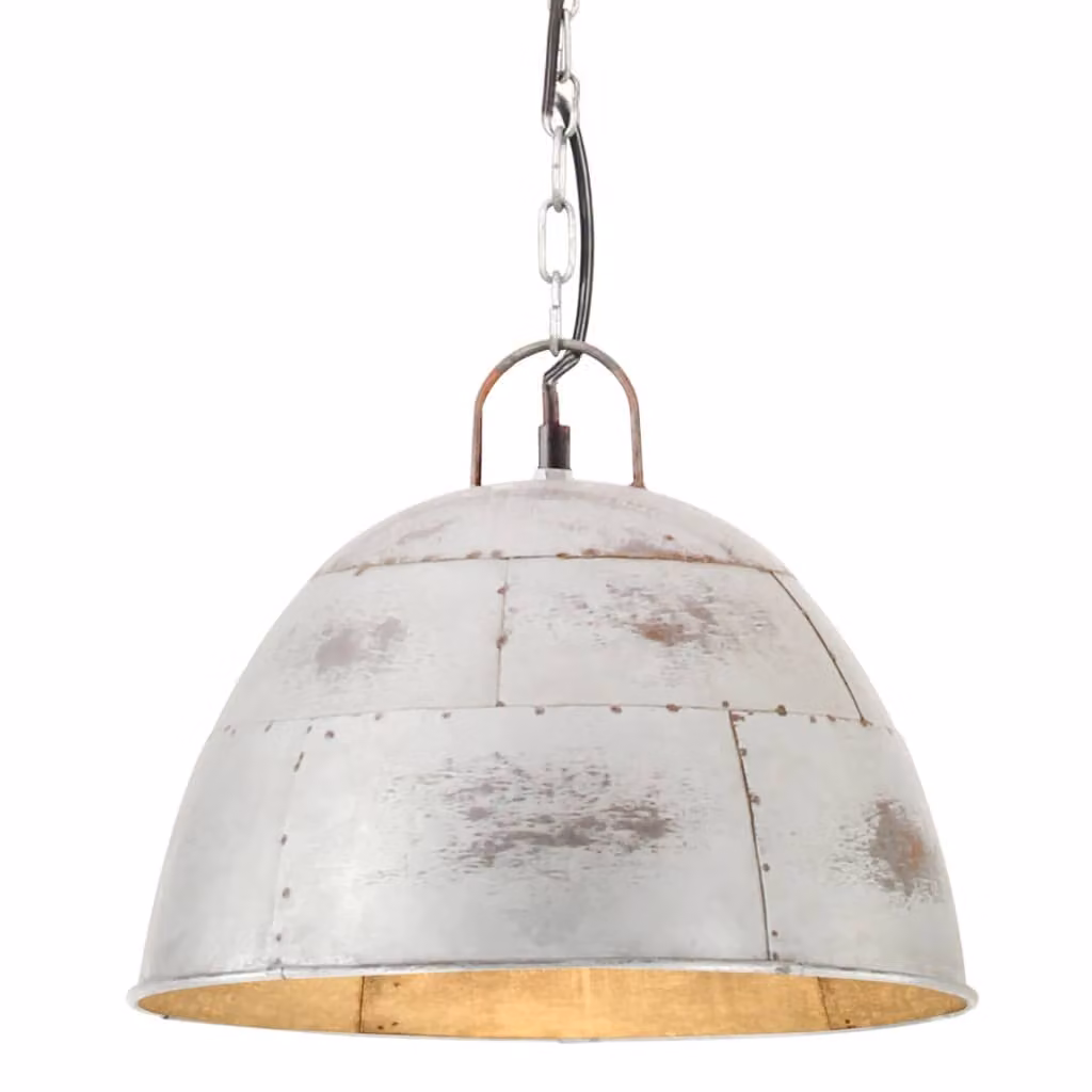 The Living Store Lampada a sospensione stile industriale vintage 25 W argento rotonda 31 cm E27
