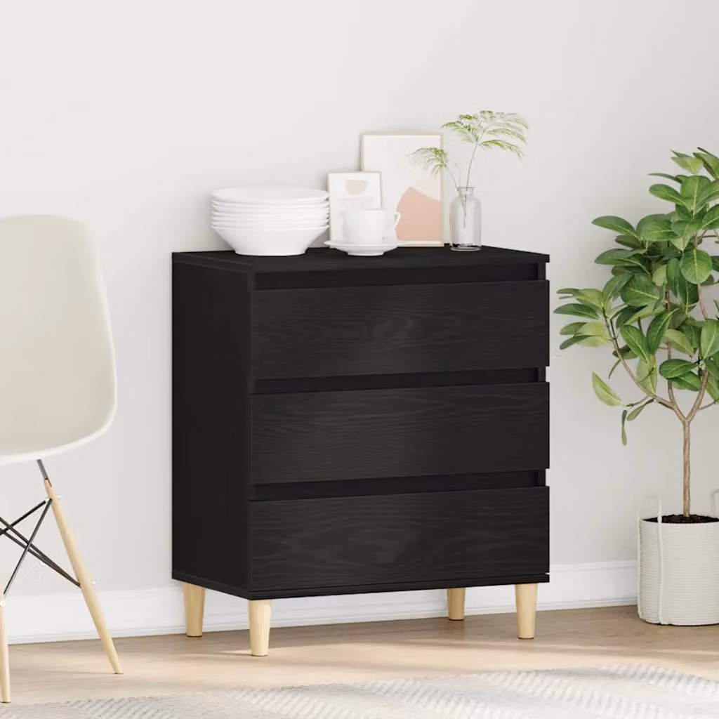 Credenza moderna vidaXL in legno MDF, colore nero e beige, L 60 x P 35 x H 70 cm
