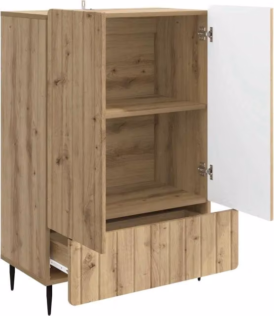 Credenza Buffet e Madia Moderna in Rovere con Cassetto, Colore Marrone, L/P/H: 66 x 34,5 x 97 cm
