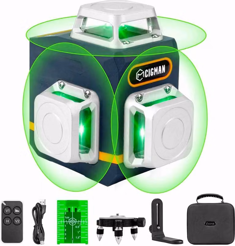 Livella laser, laser verde, distanza di lavoro 30 metri, CIGMAN CM-701