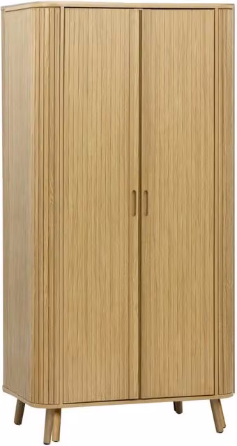 Armadio Sweeek in stile scandinavo con ante a battente e ripiani interni, marrone, L: 90 cm, P: 60 cm, H: 180 cm
