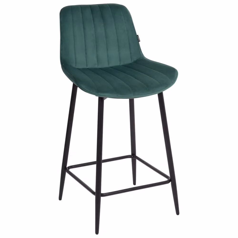 Set di 2 sedie da bar BELIANI in velluto verde con gambe in metallo nero per cucina e soggiorno moderno – 2