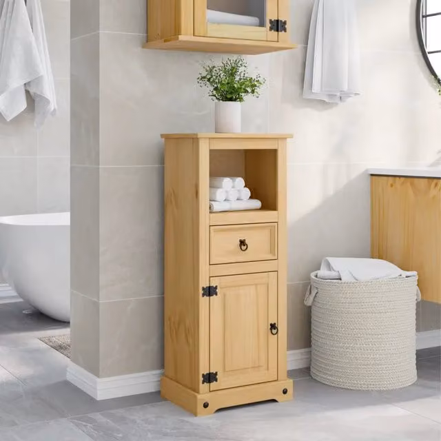 Mobile da Bagno sospeso vidaXL in Legno di Pino Rustico Marrone L: 45 cm, P: 33 cm, H: 110 cm