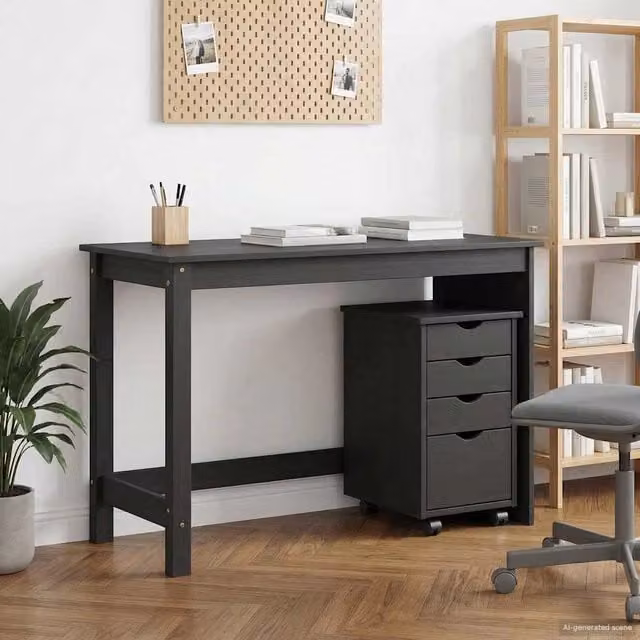 Set di Scrivania e Armadietto con Cassettiere vidaXL in Legno di Pino Grigio Opaco L/P/H: 112 x 75 x 50 cm – 1