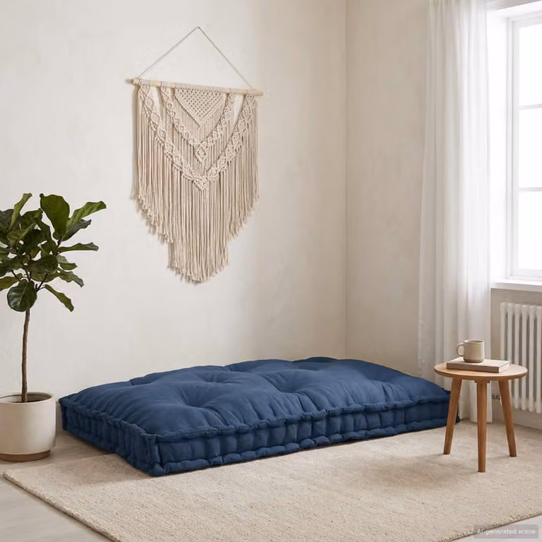 Cuscino per divano pallet vidaXL in tessuto blu, L: 120 cm, P: 80 cm, H: 12 cm
