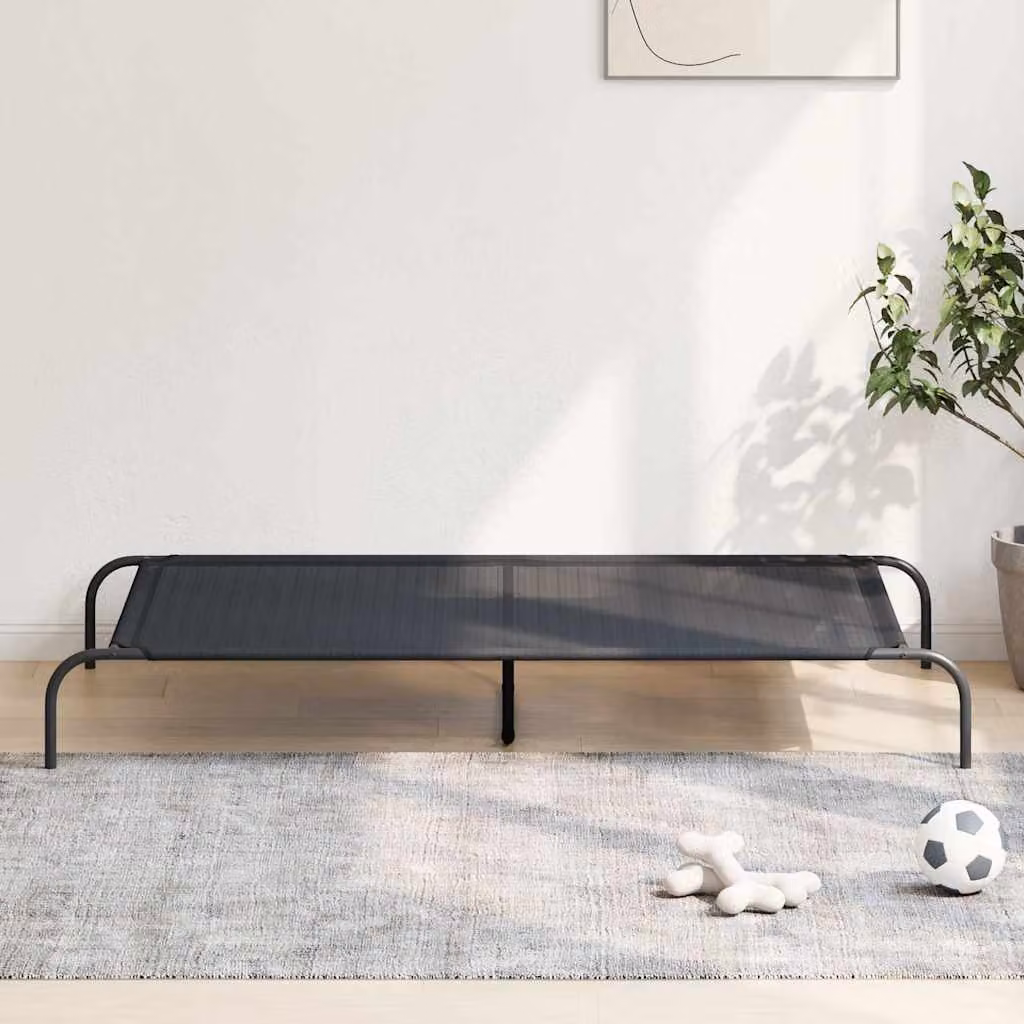 vidaXL Cuccia per Cani Rialzata Nera in Textilene e Acciaio L: 150 cm, P: 90 cm, H: 20 cm