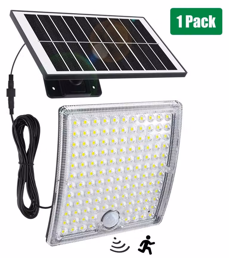 Lampada da esterno solare - Apparecchio a parete a LED - 1 unità con superficie curva - Sensore di movimento - Grado di protezione IP65 (resistente all'acqua) - Cavo di prolunga da 5 metri - Montaggio a parete