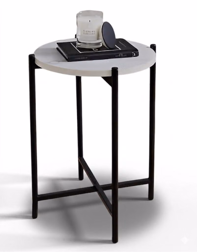 Tavolino di design in stile Japandi, in legno, moderno ed elegante.